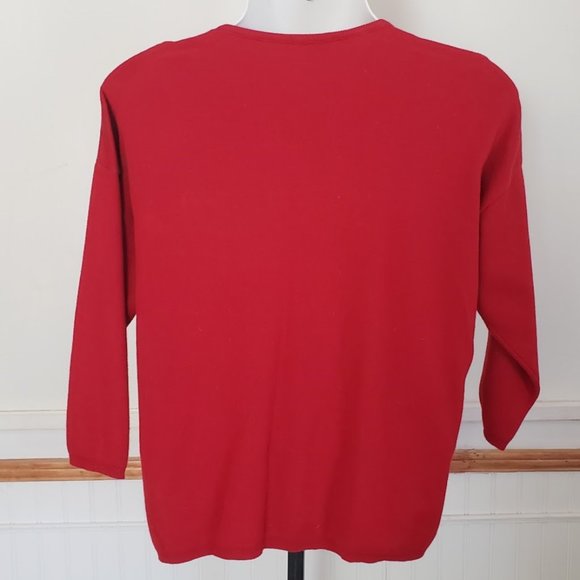 JOAN VASS Women's Pullover Sweater Cotton Sz 1X Black Pockets USA Vtg Round Neck - Picture 4 of 9